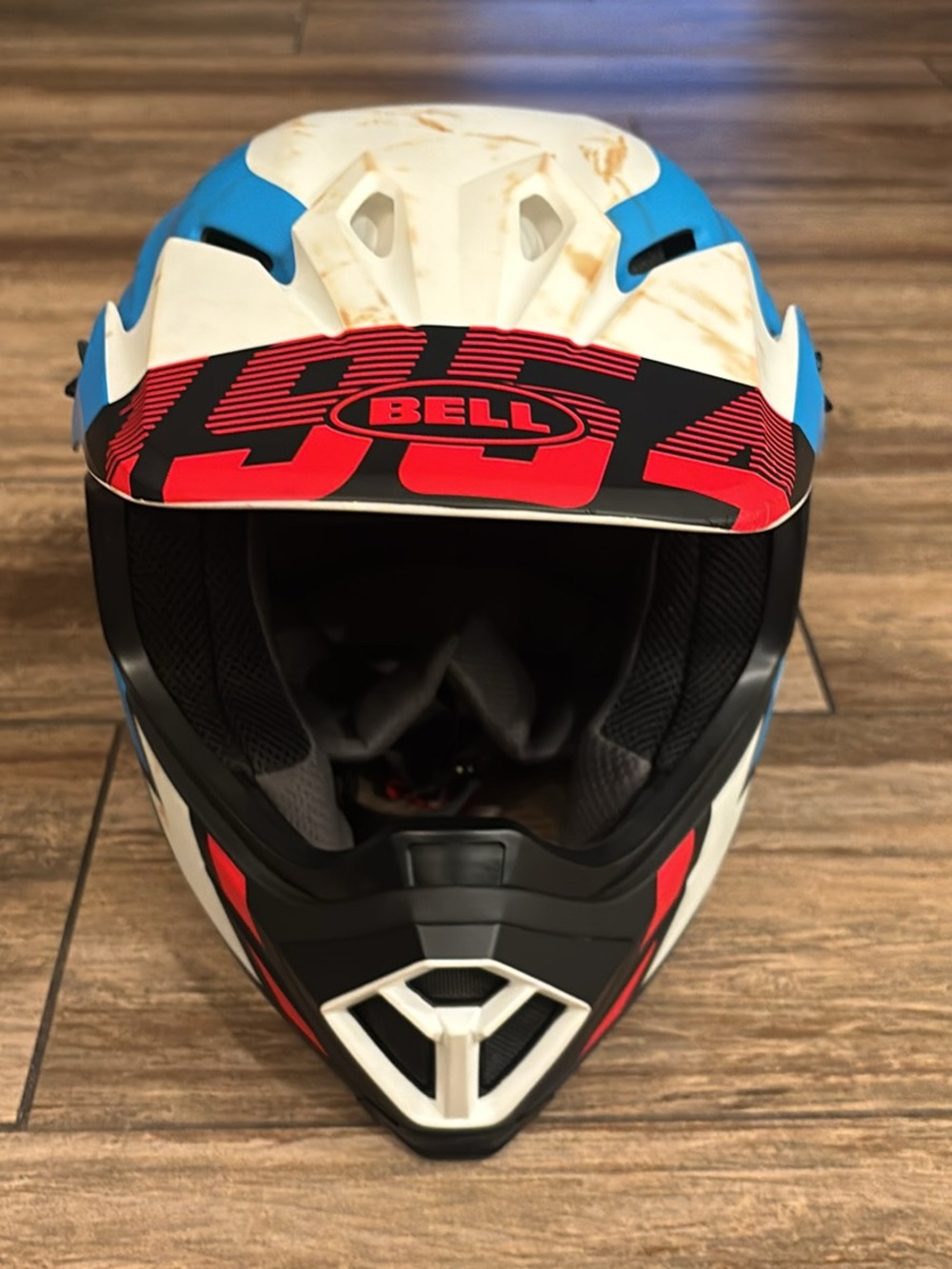 Bell Off-Road Helmet in White, Blue & Red